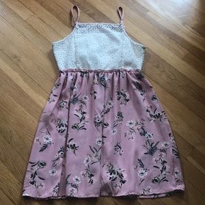 pink and white lace dress